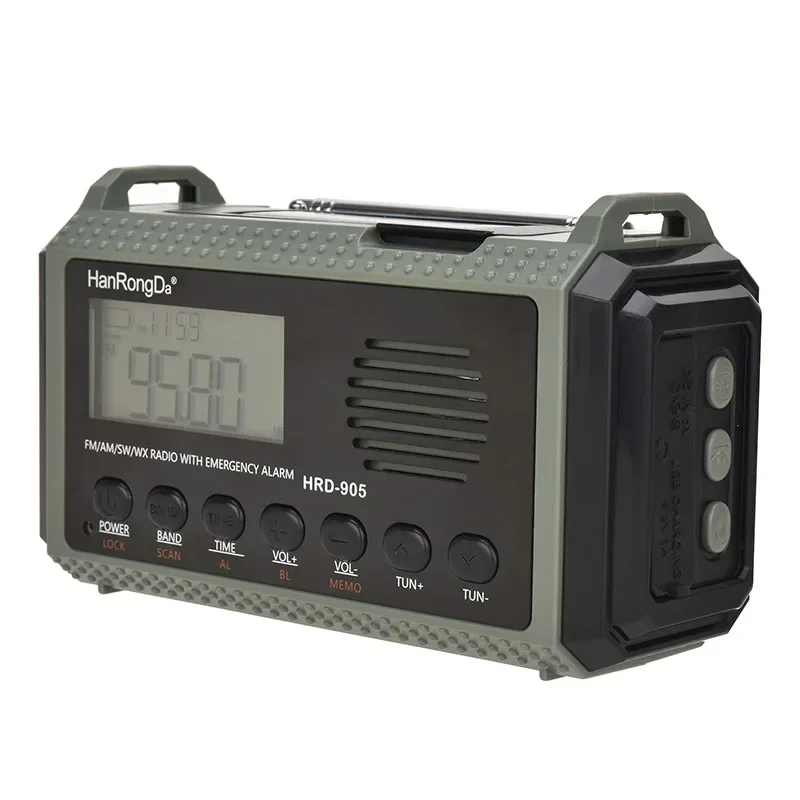 HanRongDa HRD-905 Fm Portable Multi-band Radio10000mah Charging Bank Supporting Solar Charging Lighting Portable Radio SOS Alarm