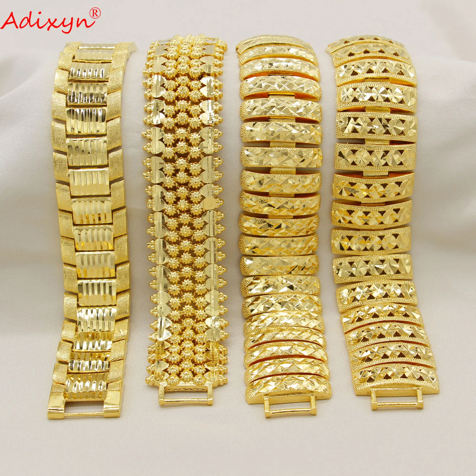 

Adixyn(4 desigh)Luxury Gold Color Dubai Chain Link Bracelets For Women Men African Ethiopian Bangles Wedding Jewelry Party Gifts