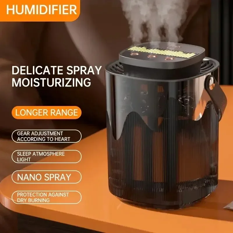 Household USB Humidifier Triple Spray Outlet Soft Night Light Water‑Shortage Protection Portable Humidifier for Bedroom