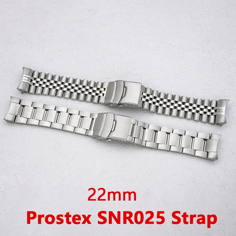 PROSPEX SNR025 Watch Bracelet Folding Clasp Solid Curved End Compatible with PROSPEX SNR025 Case 22mm Stainless Steel Bracelet