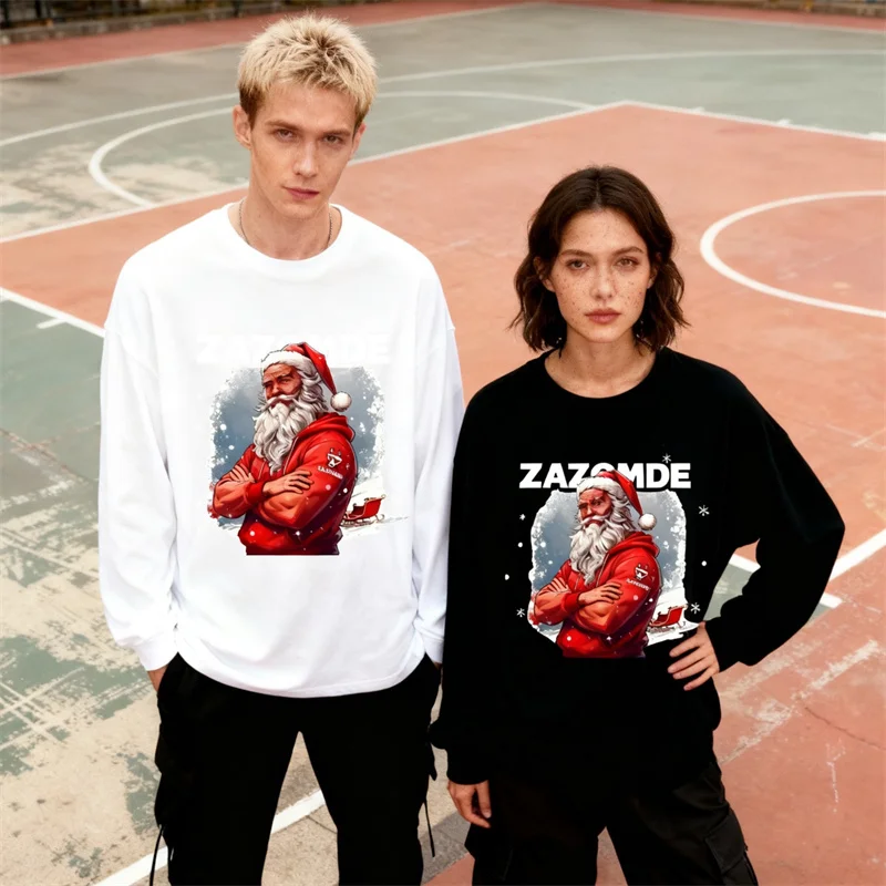 تي شيرت بأكمام طويلة مطبوع عليه سانتا مستوحى من عيد الميلاد القبيح نمط جديد مضحك 100 قطن للحفلات التنكرية وتبادل الهدايا