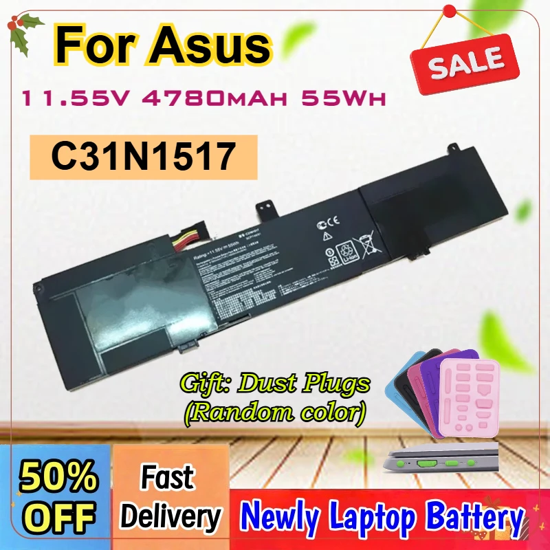 

11.55V 4780mAh 55Wh C31N1517 Laptop Battery for Asus VivoBook Flip DW009T DW235T TP301U TP301UA-DW009R Q304U Q304UA TP301UA65