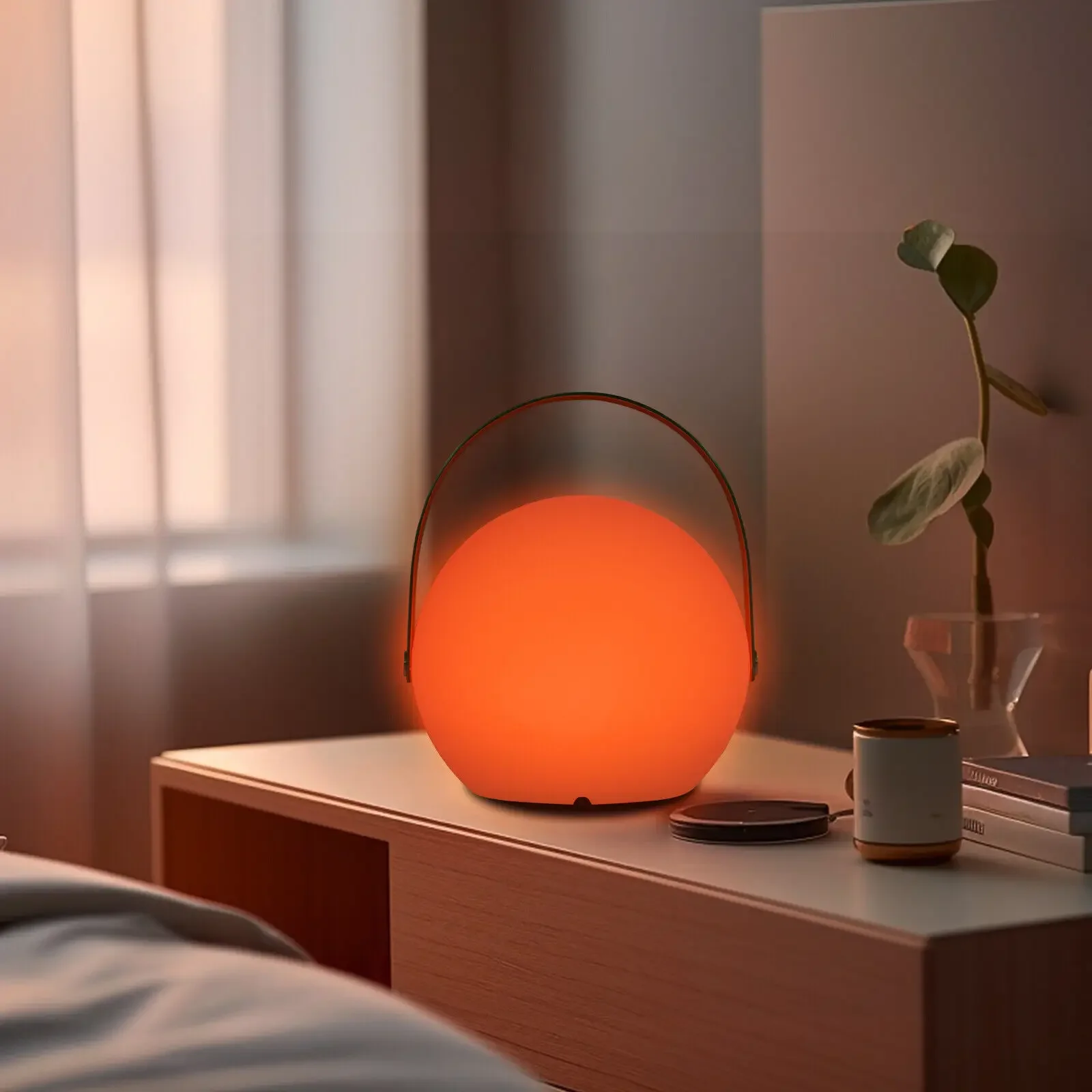 

Sphere LED Table Lamp – Dimmable with Handle, USB & Battery Powered, Remote Control