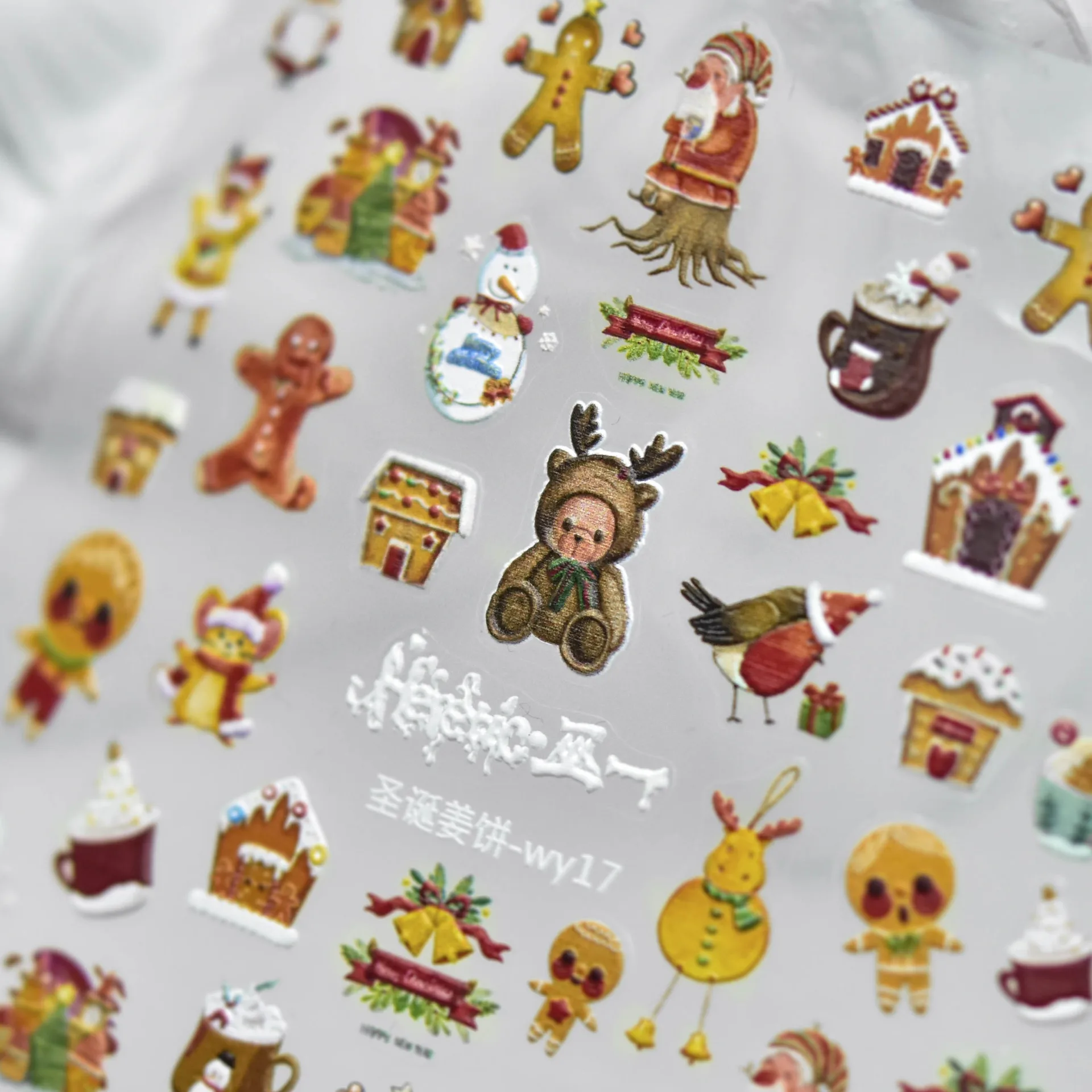 Nail Art Stickers Christmas Gingerbread Japanese Dark Self Adhesive Film Decals Brown Lightweight Manicure Decor for Kids