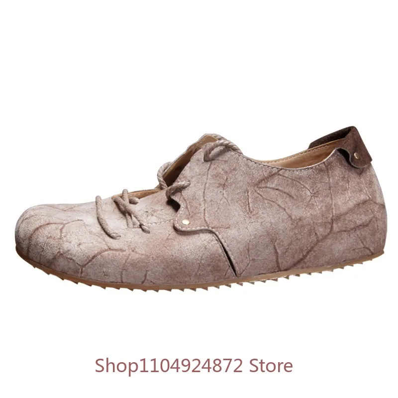 

Мужские кожаные туфли в британском ретро-стиле, повседневные спортивные туфли из натуральной кожи, рабочие туфли с круглым носком, плоские оксфорды, мужские лоферы.