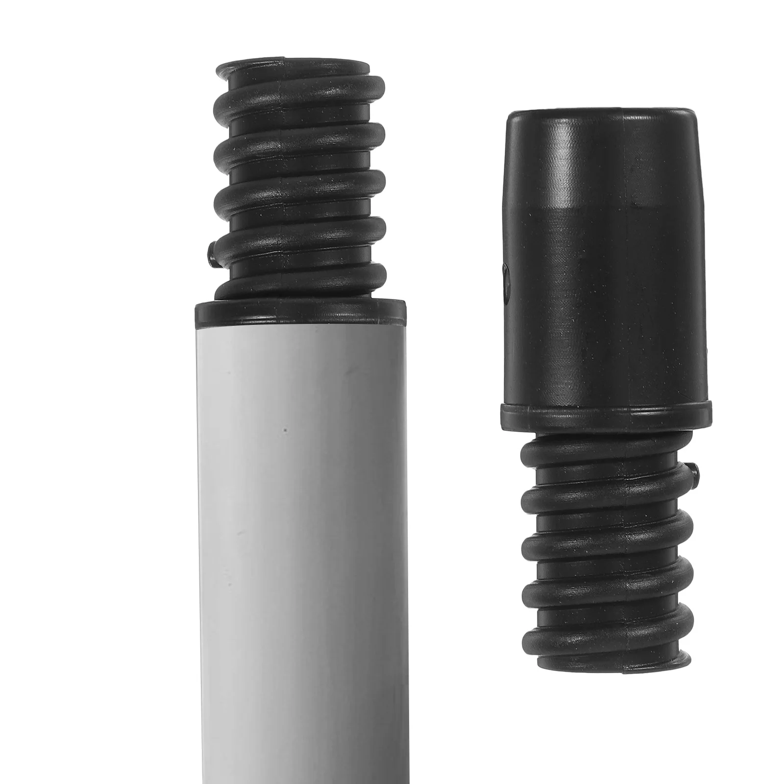 

2pcs Threaded Connector Broom Handle Tip Black Extension Pole Accessories Compatible Metal Fits Most Brooms Brushes Mops Easy