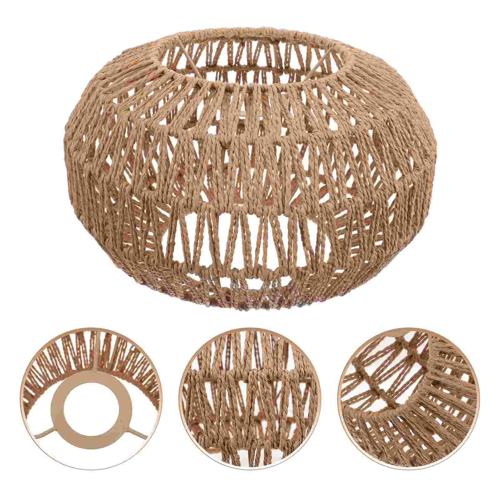 Ceiling Light Imitation Rattan Paper Rope Chandelier Country Decor Lamp Chimney Beaded Bedroom Lampshade Covers