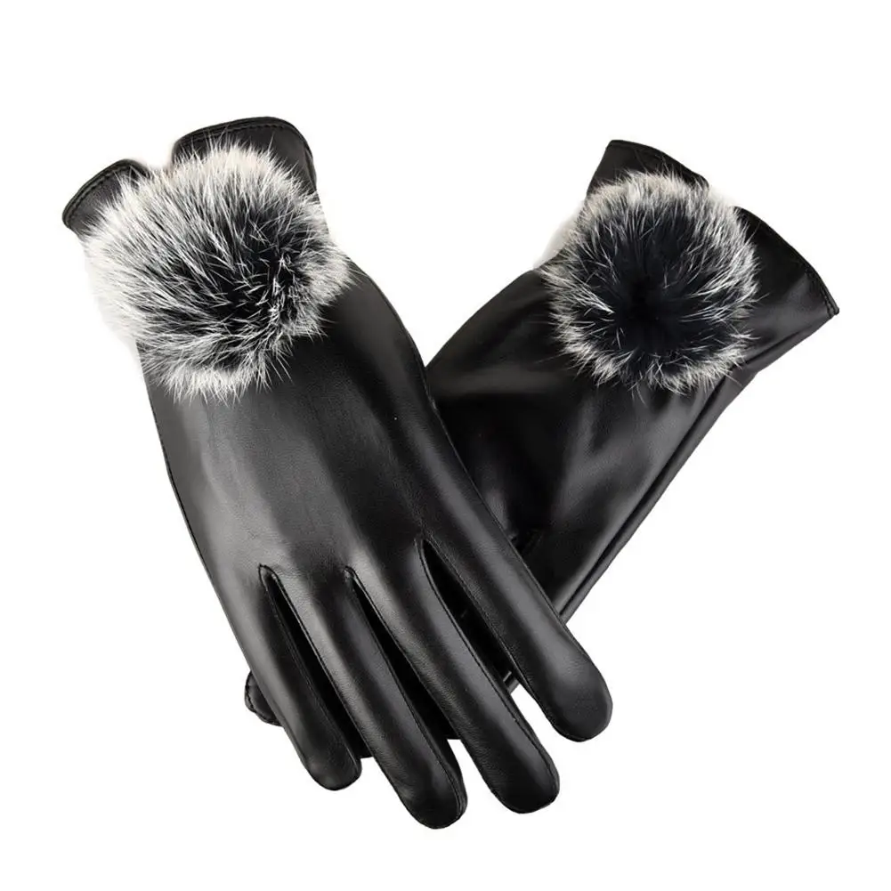 Unisex Waterproof Winter Touch Screen Leather Gloves Windproof, Fleece Lined, for Outdoor Motorcycle Riding 1PCS E1W6