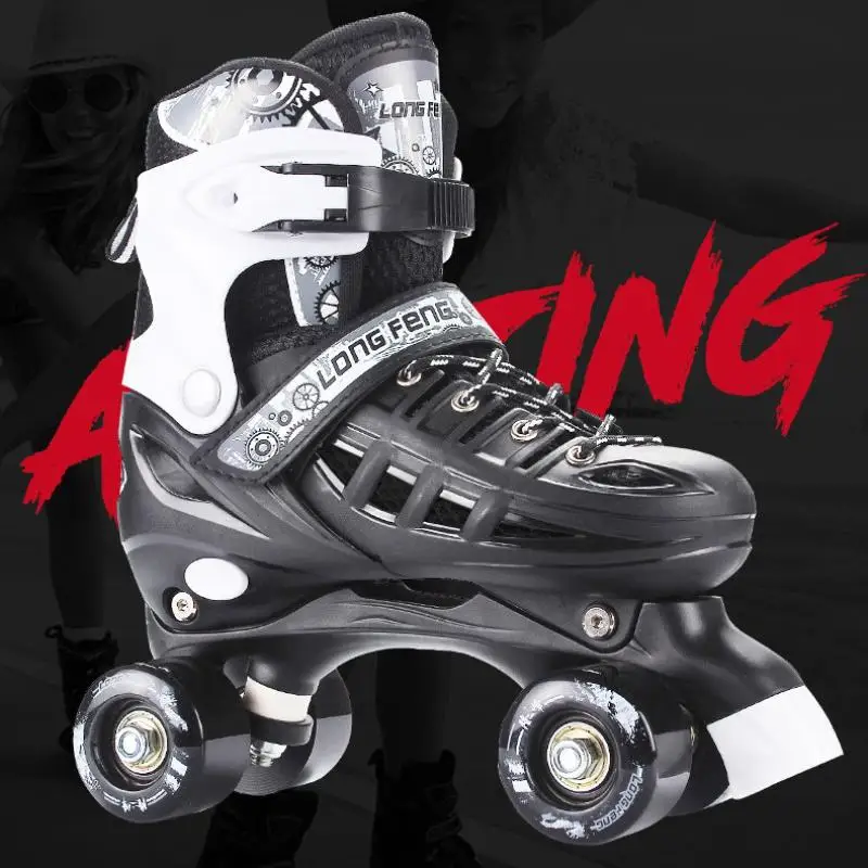 Size 31-42 Kids Adult Roller Skates Boys Girls Double Row Quad Skate Shoes Women Men Outdoor Skating Training 4 Wheels Sneakers