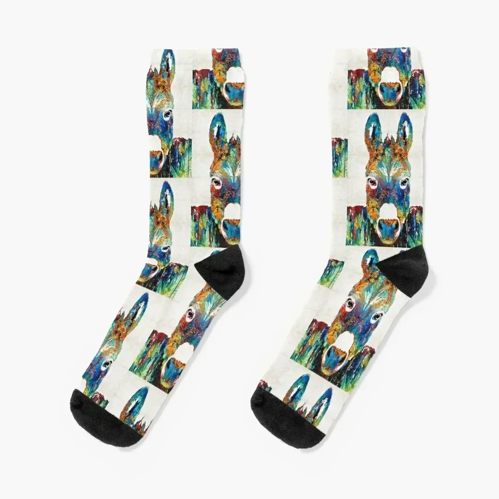 Colorful Donkey Art - Mr. Personality - By Sharon Cummings Socks shoes gym Children's Socks Woman Men's