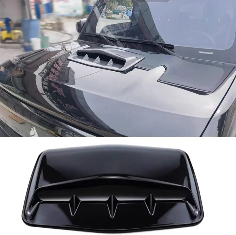 Universal Front Engine Hood Cover Scoop Air Intake Inlet Vent Decorative Glossy Black Car Truck Bonnet Vent Cover Accessory