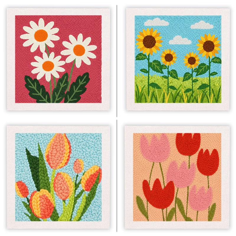 

Набор для вышивания игл «сделай сам», мультяшные цветы для вышивания, набор для рукоделия, узор с принтом, рукоделие, шитье, живопись, домашний декор