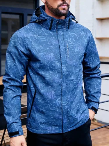 2025 Chaqueta cortavientos impermeable informal para hombre, abrigo de senderismo al aire libre con cremallera completa y capucha para otoño de talla grande