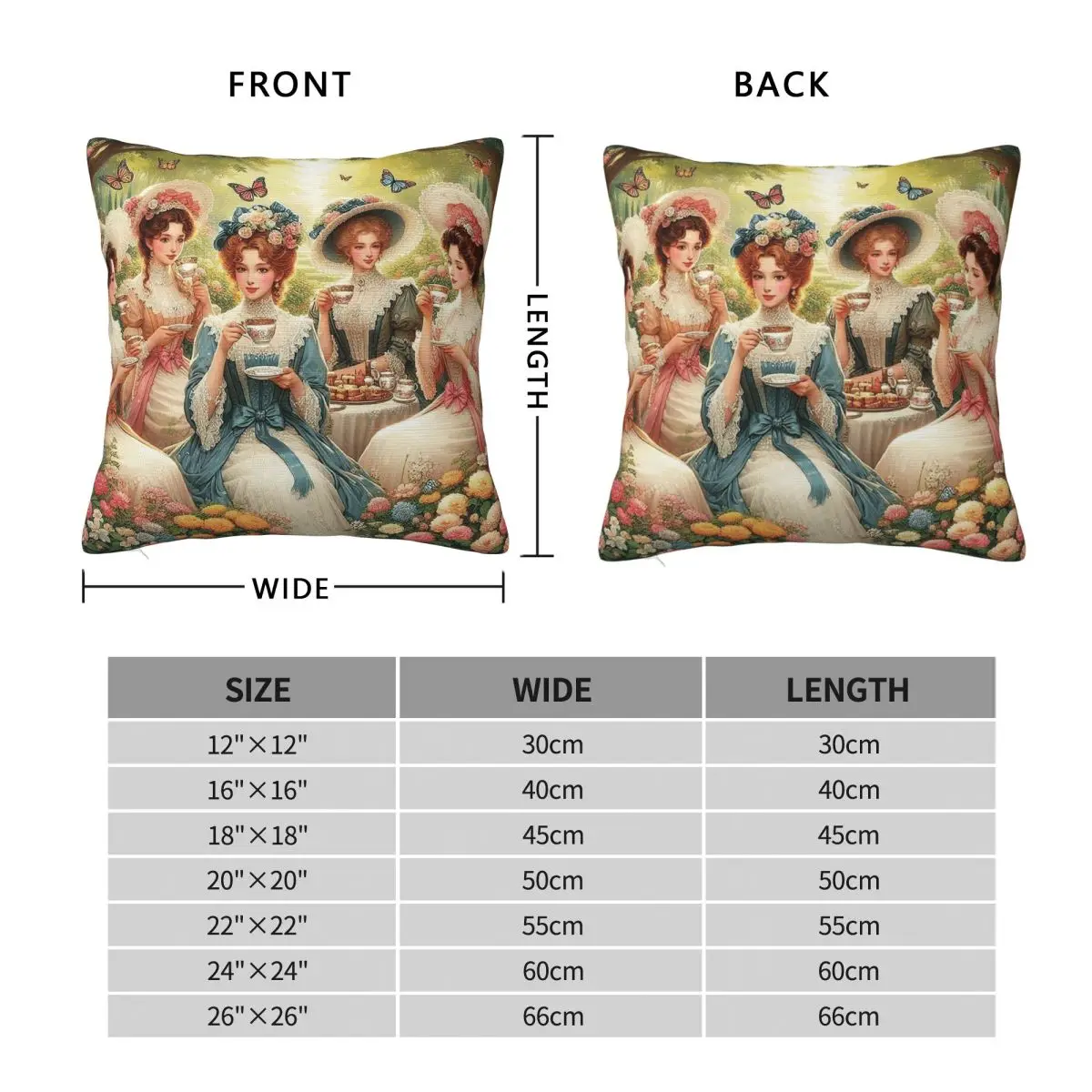 Ladies Enjoying Afternoon Tea Square Pillowcase Polyester Linen Velvet Printed Zip Decorative Pillow Case Room Cushion Case