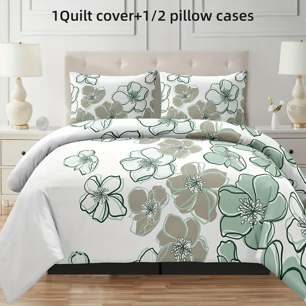 Floral Bedding Set 3D Printing 2-3 Piece Set (No Core) Suitable for Bedroom Duvet Cover Set Gift For Family Home Decor Textile