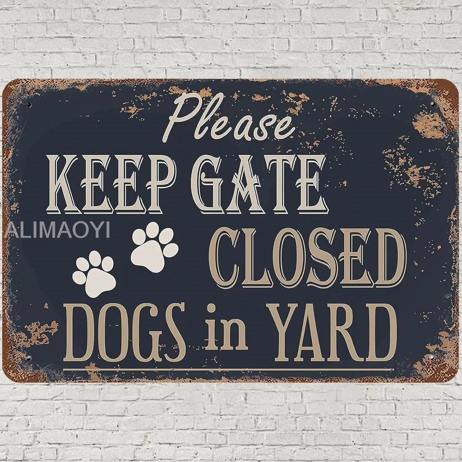 Vintage Metal Tin Sign 8x12, Please Keep Gate Closed Wall Art Decor, Dogs In Yard Vintage Poster for Home Living Room B Alu sign