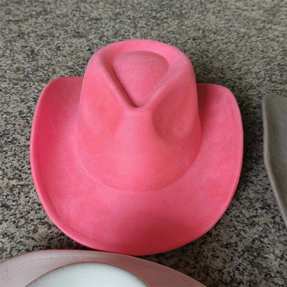 Klassiek Suède 7,5 cm Western Cowboy Dames Fedora Hoed Heren Kerk Jazz Hoed Mode Reizen Feesthoed Denim Hoed 2025