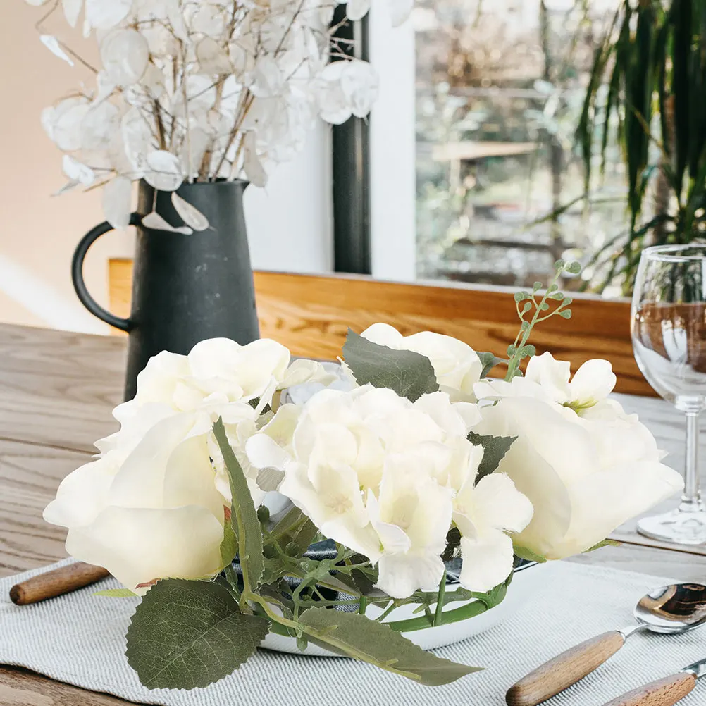 

3 Pcs Home Decor Simulated Rose Holder Wedding Table Decorations Decorate Wreath White Party Miss