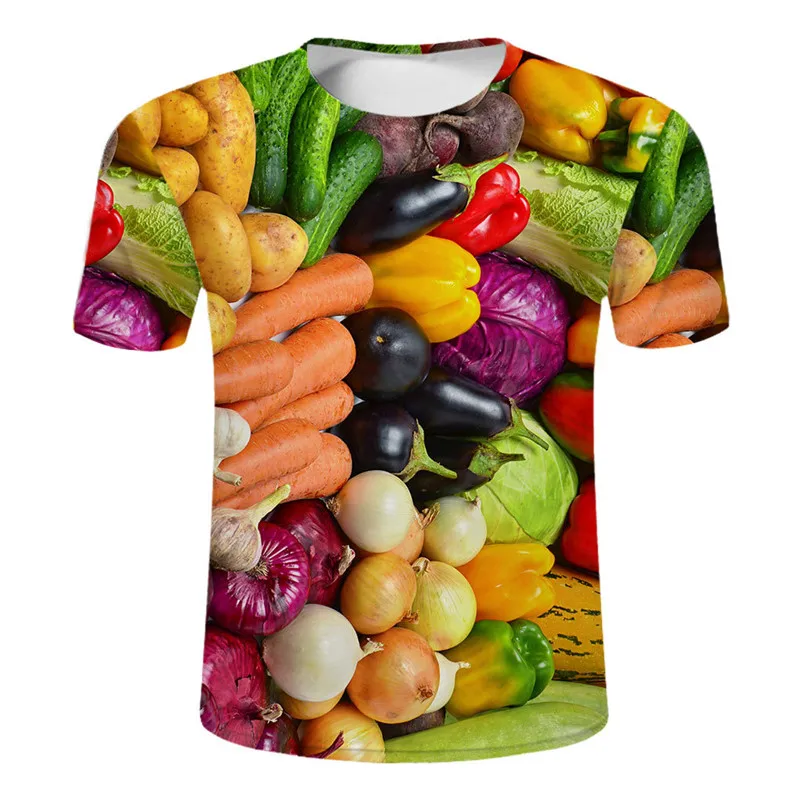 Summer Fashion Personality Fruit and Vegetable graphic t shirts For Men Trend Casual Fun harajuku Printed O-neck Short Sleeve