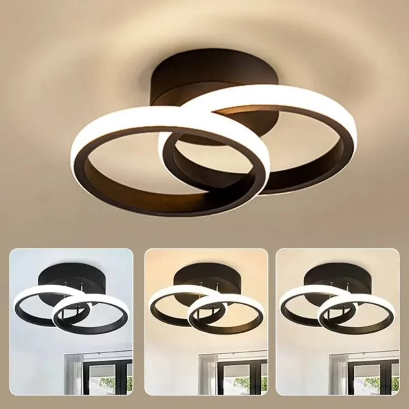 Modern Round LED Ceiling Lamps 110-220V Double Circle LED Ceiling Lights for Entrance Balcony for Bedroom Aisle Home Decro Lamp