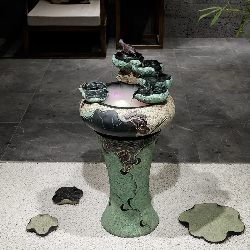 

Artificial Mountain and Fountain Humidifier Living Room Office Desk Surface Panel Waterscape Fish Tank