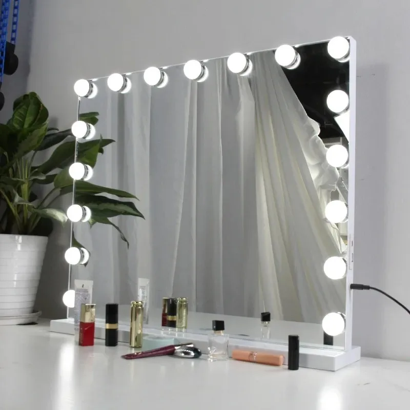 

Зеркало для макияжа с LED-подсветкой, умное настольное зеркало с высоким разрешением, профессиональное студийное зеркало с подсветкой, большое.