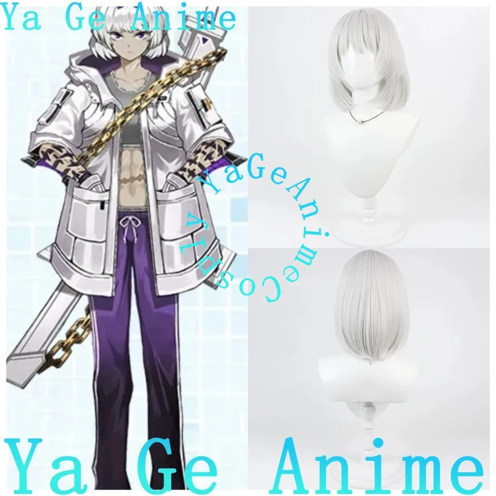 Limbus Company Kira Silver White Bob Cosplay Wig with Realistic Scalp - Dark Theater Performance