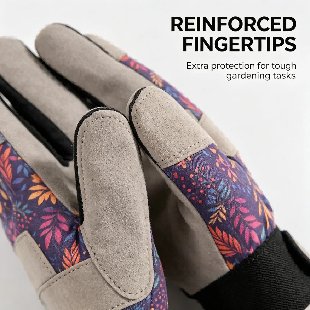 Floral Pattern Microfiber Gardening Gloves Providing Reliable Hand Coverage and Grip for Routine Yard Maintenance