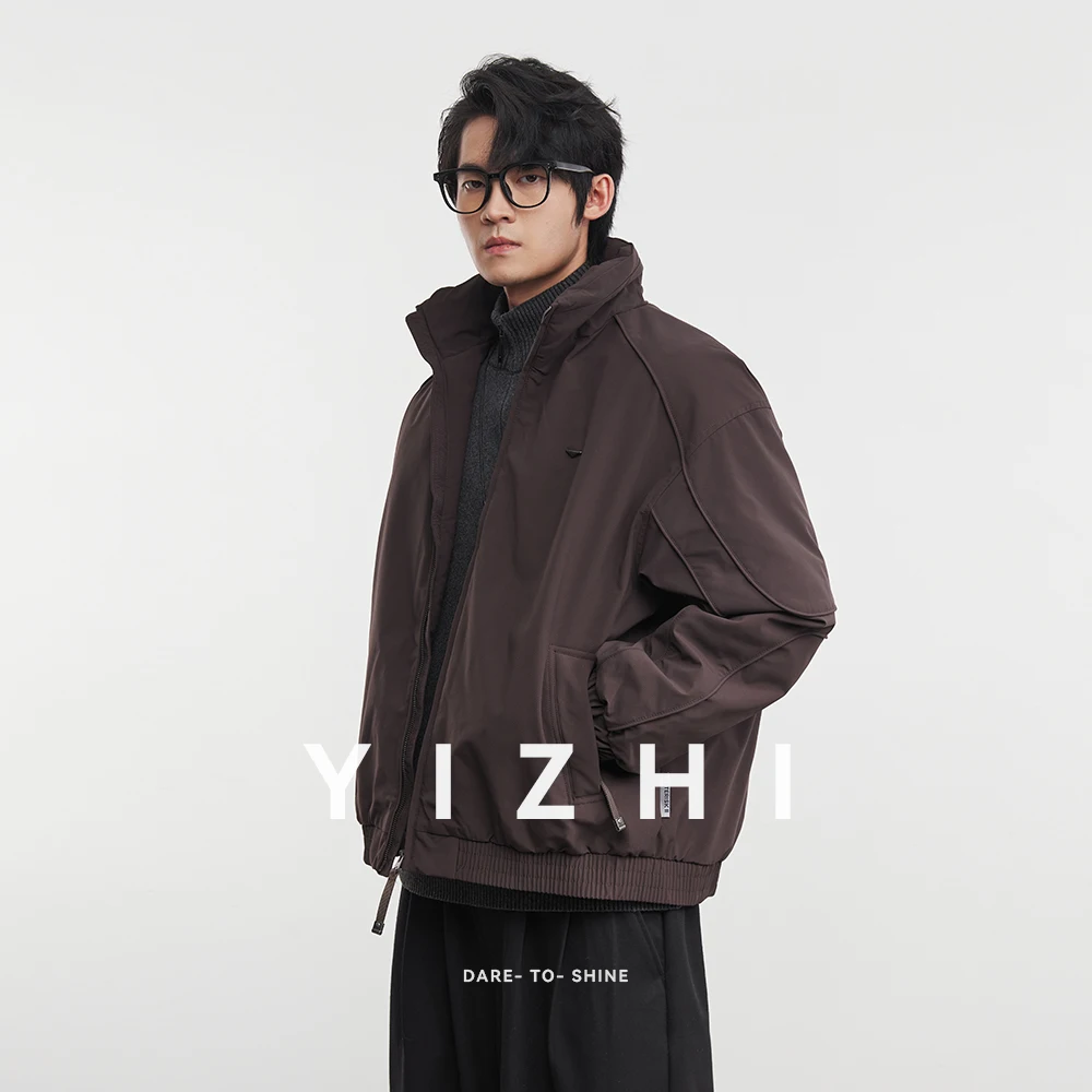 

2025 Winter New Stand Collar Down Jacket Men's Trendy Simple American Retro Casual 90 White Duck Down Top Jacket