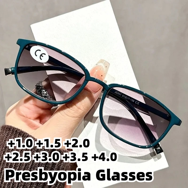 

Brown Square Reading Sunglasses for Women Men Fashion Gradient Lens Lightweight Presbyopic Glasses with Diopters +1.0 To +4.0