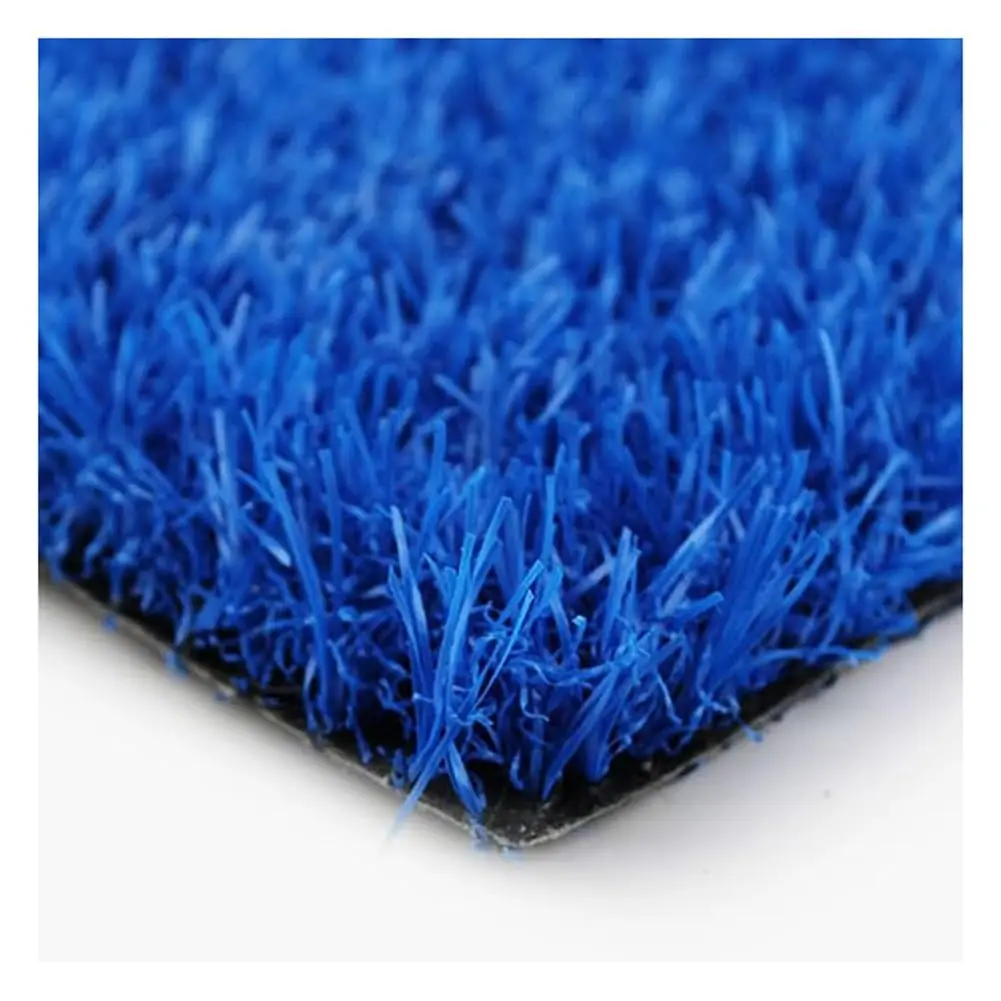 Blue Artificial Grass Rug Outdoor Anti Shedding Turf Mat,Synthetic Cuttable DIY with Drain Holes for Garden Patio Lawn