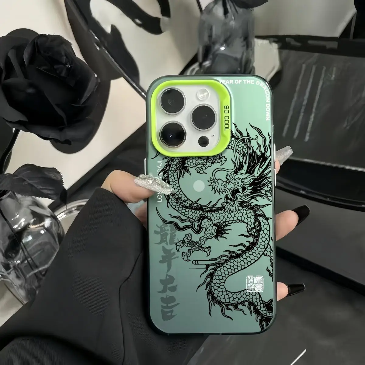 Oriental Style Happy Chinese New Year 2024 Dragon Totem Silvering Shockproof Cover Case For iPhone 15 14 13 12 11 Pro Max Plus