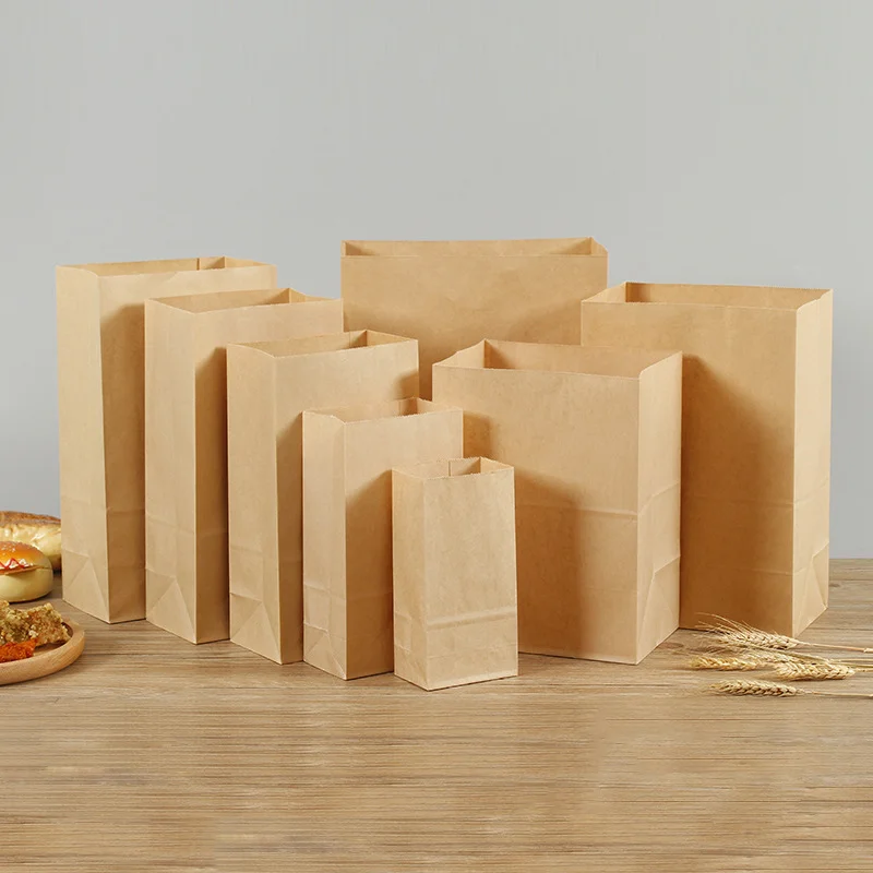 500 Pcs Kraft Paper Bags Food Small Gift Sandwich Bread bag Hamburger Baking Takeaway Pouches Lunch Grocery Packaging Bag