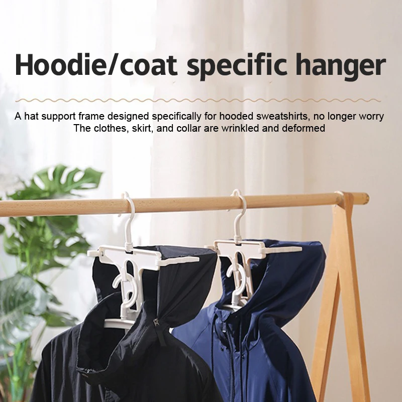 Multi-Purpose Foldable Hoodie Clothes Hanger Rotate Folding Windproof Drying Rack Clotheshorse Sweater Retractable Clothes Rack