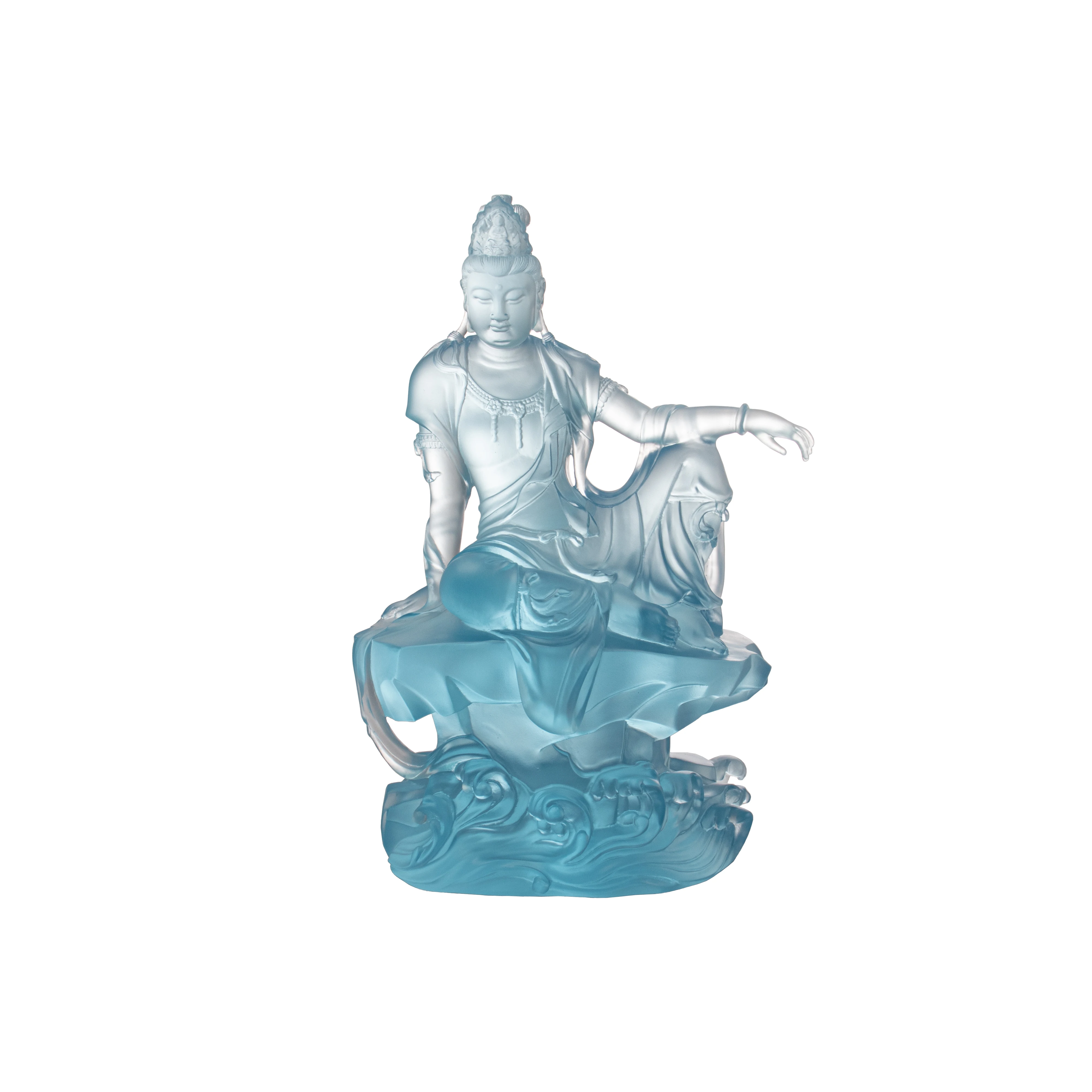 *&r Customized Ancient Glazed Glass Casting Buddha Statue Translucency Home Decoration Unique Glass Crafts Product