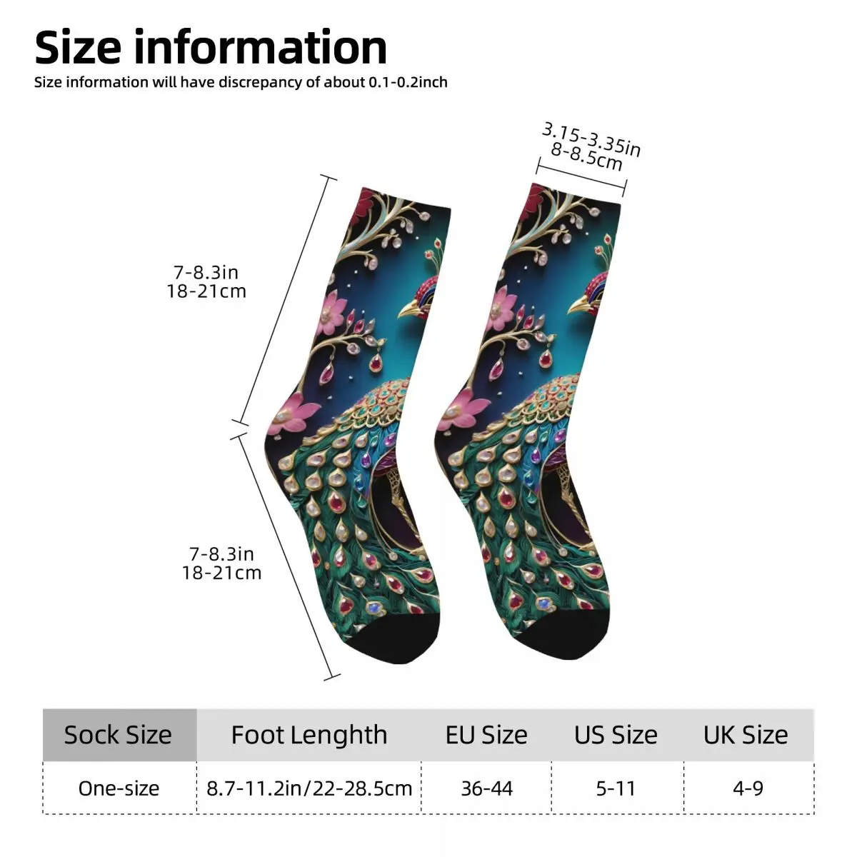 Peacock Socks Printed Men's Stockings Polyester