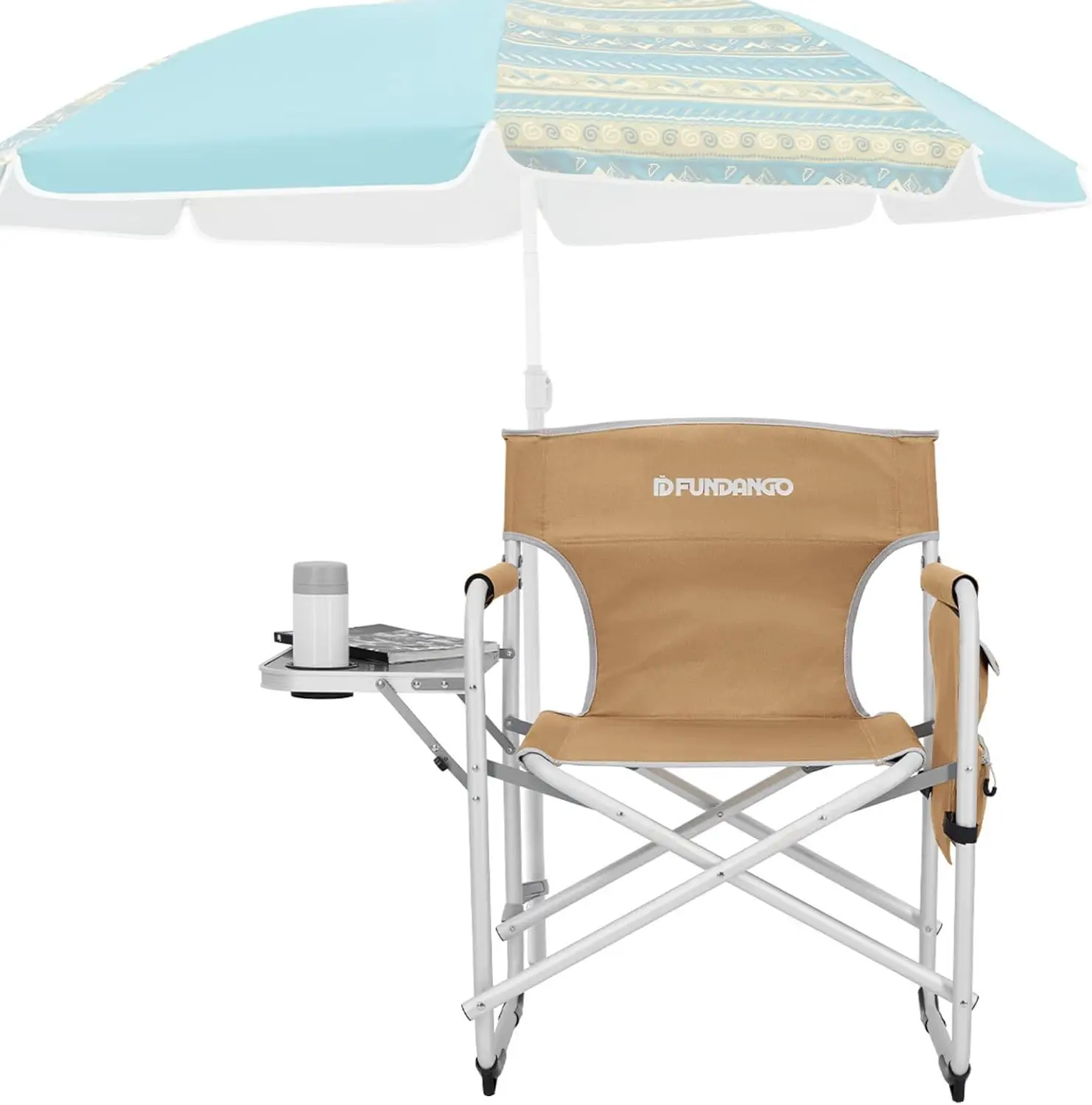 

Алюминиевый стул директора для кемпинга с подлокотником, портативный легкий складной уличный стул для кемпинга с боковым столом и зонтом