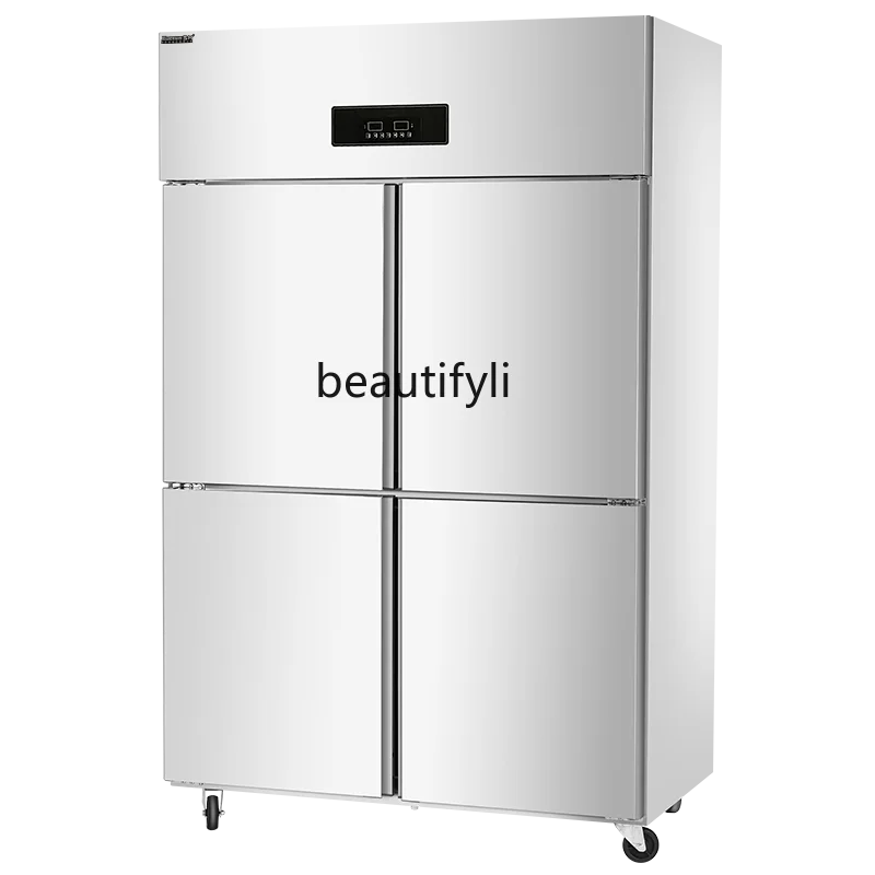 Four-Door Refrigerator Commercial Freeze Storage Freezer Kitchen Double Temperature Vertical Stainless Steel