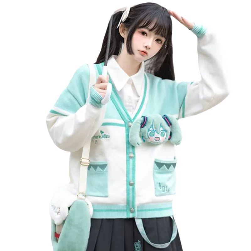 Cartoon Anime Week Centenary Hatsune Miku Sweater Cardigan Loose, Comfortable Versatile Super Soft Long Sleeve Sweater Jacket