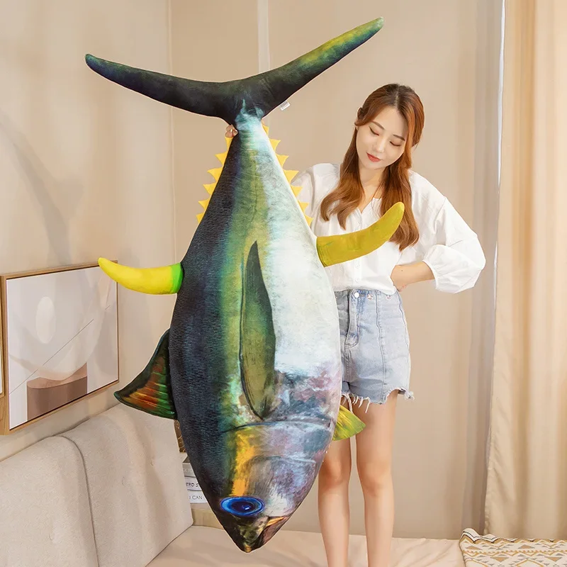 Simulation Bluefin Tuna Plush Toys Stuffed Soft Lifelike  Fish Pillow Ocean Fish Dolls Creative Gifts for Kids Sleep Pillow