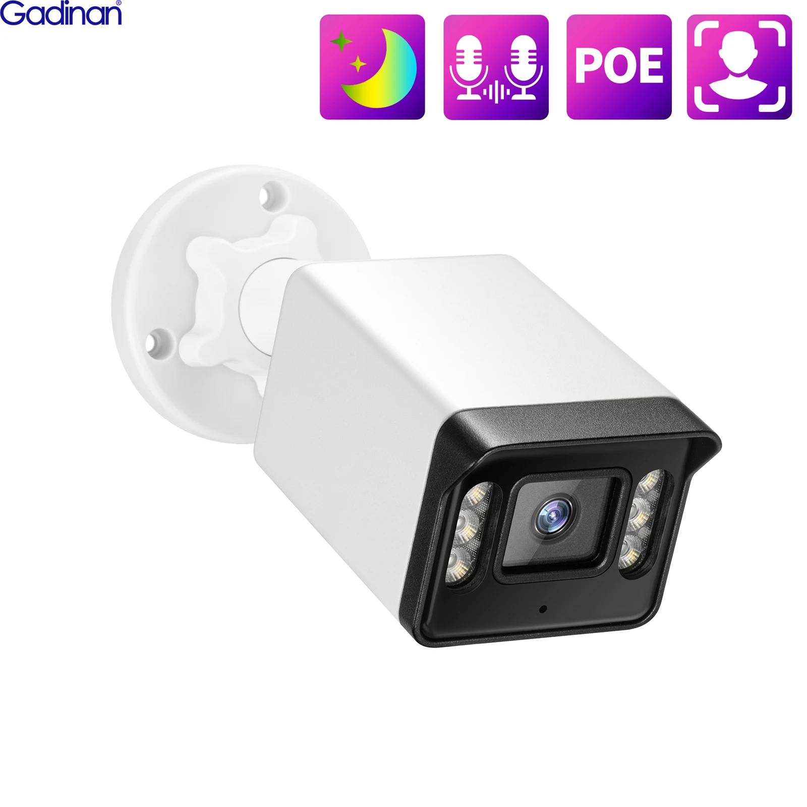 

Gadinan H.265+ 8MP 4K Color Night Vision Outdoor IP Camera Face Detection POE Two Way Audio Video Surveillance Motion Detection