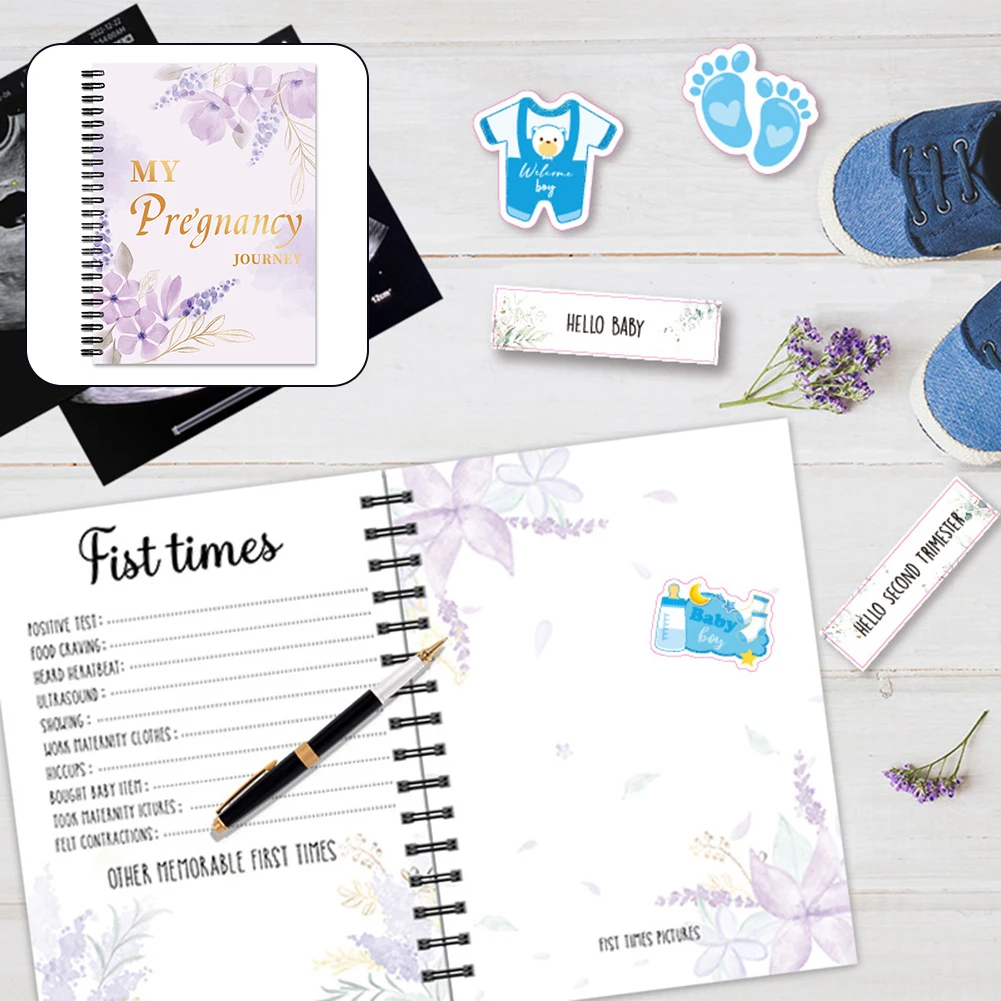 Cuaderno planificador de embarazo con pegatinas Diario de embarazo para padres nuevos