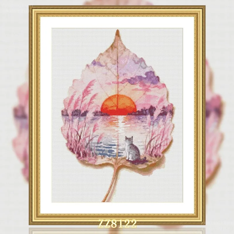 

ZZ8122- Cat 11CT 18CT 14CT 16CT Print Canvas Cross Stitch DIY Set Kit Needlework Embroidery 64 Colors