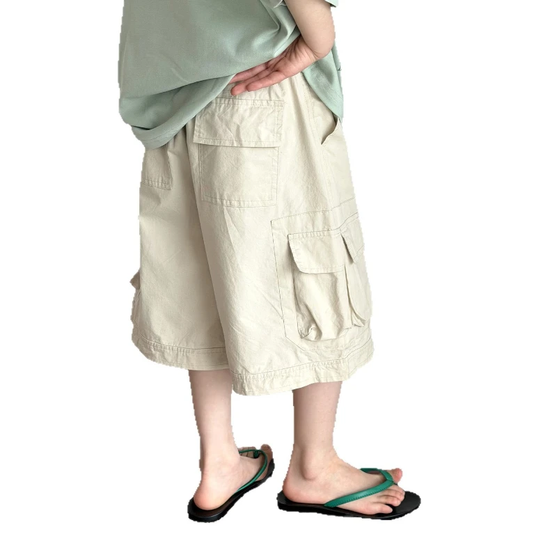 

Boys' Thin Cargo Shorts 2026 Summer New, Korean Style Casual Shorts for Big Kids Breathable Daily Wear