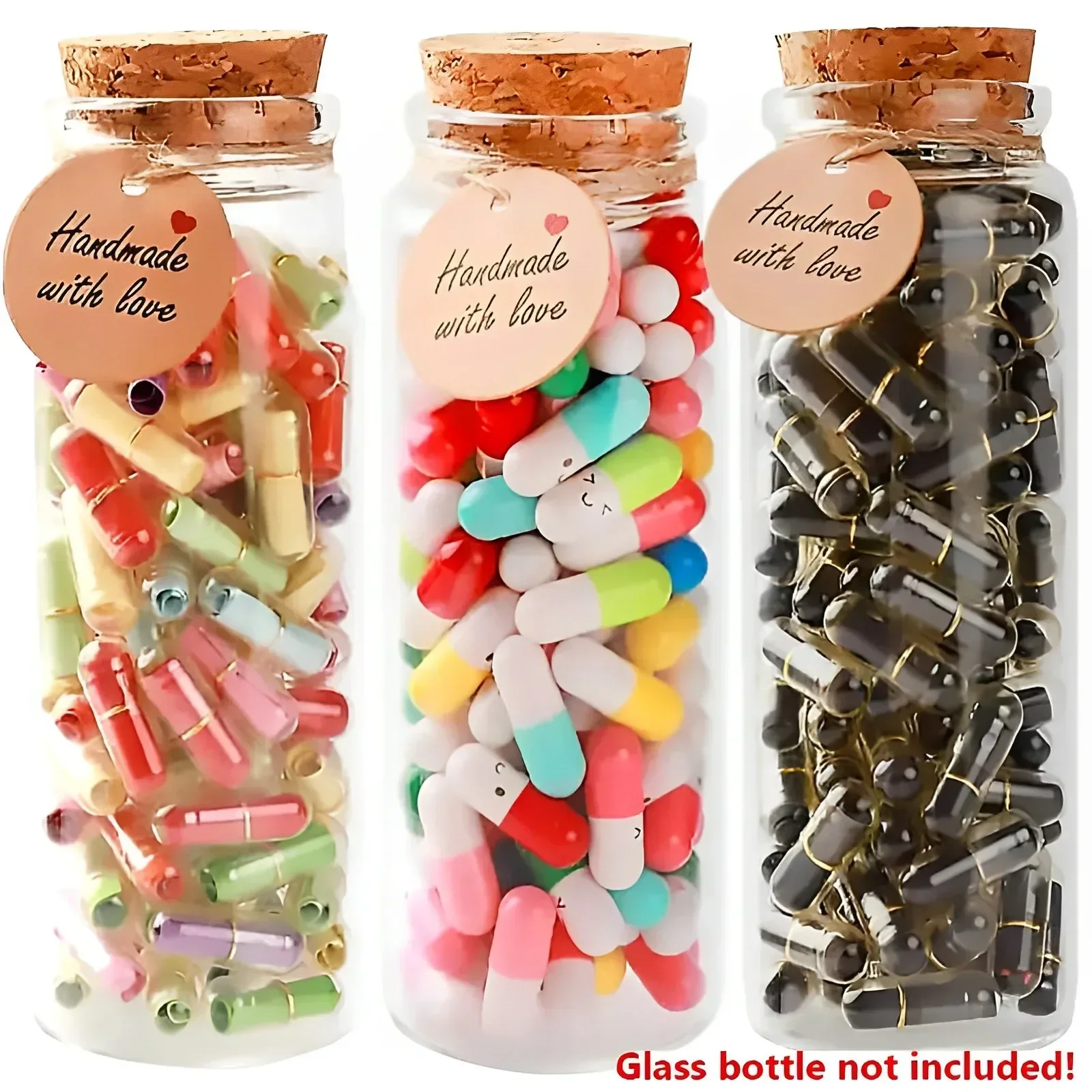 Message Capsules Mini Wish Paper Notes Love Pill with Roll Papers in Bottle Transparent Capsule Letter Valentine's Party Gift