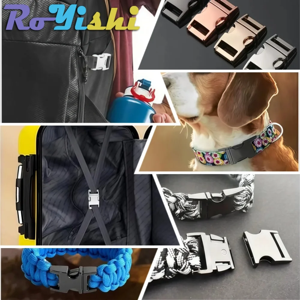 2/10Pcs RoYishi Metal Side Release Buckle Paracord 550 Bracelet Projects Pets Collar Webbing Backpack Strap Bag Accessories