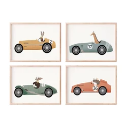 Classic Car Giraffe Rabbit Minimalist Wall Picture for Kids Room Canvas Painting Art Print Poster Nordic Decorative Kids Nursery