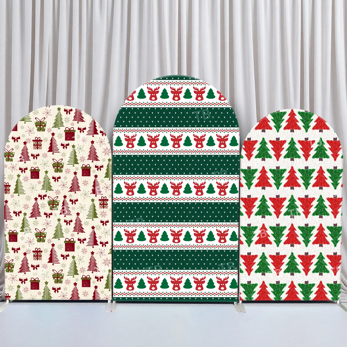 

TB Celebrate Christmas Arch Backdrop Cover New Year Festival Photography Stripe Background Party Decor Props Elastic Fabric