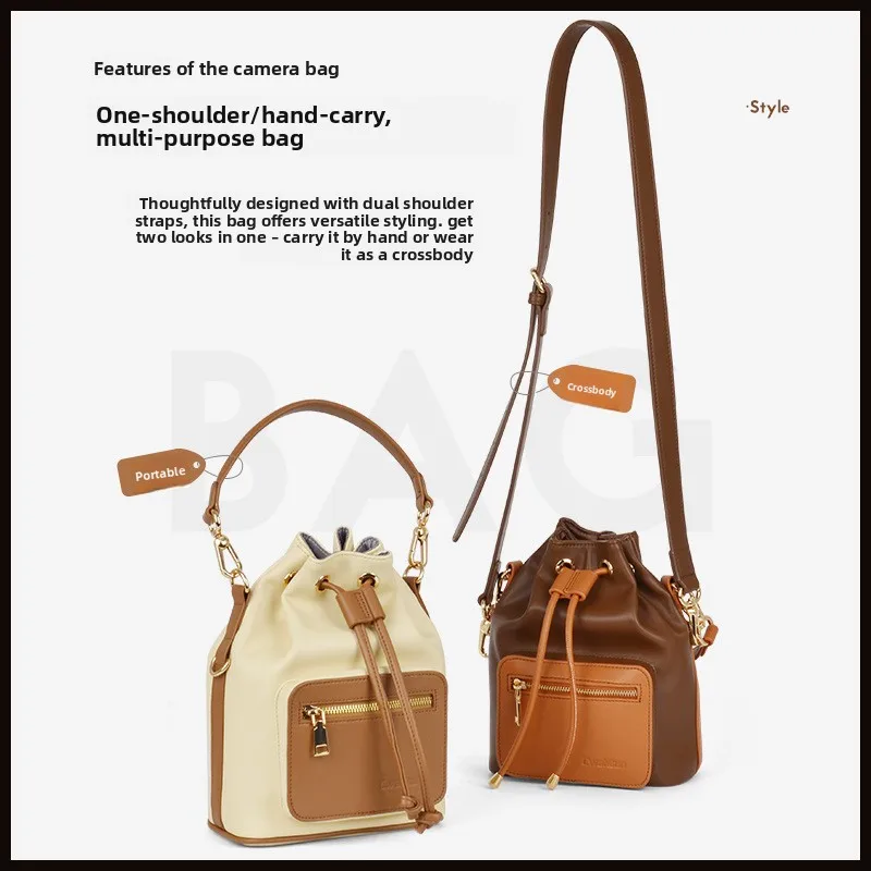 Single shoulder bead camera bag D82 micro-single bucket camera bag Portable SLR messenger photo