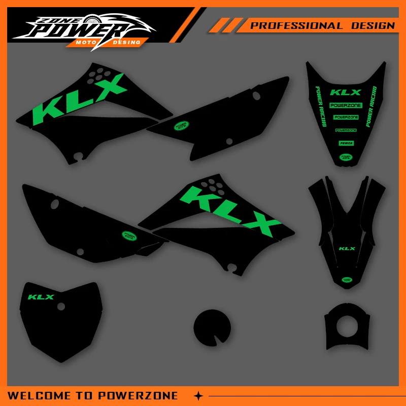 Powerzone Graphics Decals Stickers Motorcycle For KAWASAKI KLX110 2010 2011 2012 2013 2014-2020 110 KLX  Background Custom 01